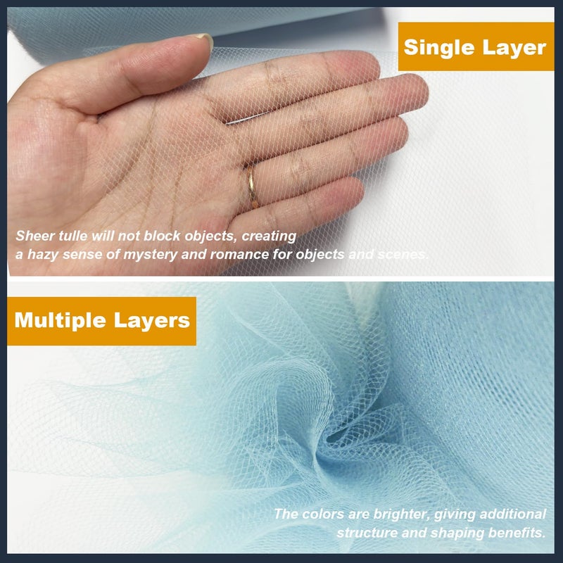 Ableme Deco Tulle Fabric Roll 6 Inch by 100 Yards (300 ft) Blue Tulle Ribbon Mesh Netting for DIY Tutu Skirt Gift Wrapping Wedding Baby Shower Birthday Halloween Party Decorations Crafts, 34 Colors (Baby Blue) - Image 4